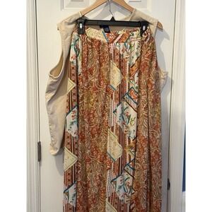 Cato Boho Summer Elastic Waist Maxi Skirt & Granola Tank Top Size 20w 2x Coastal